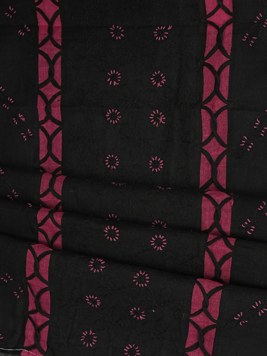Ada Hand Embroidered Black Cotton Lucknowi Chikankari Unstitched Suit Piece 01A878304