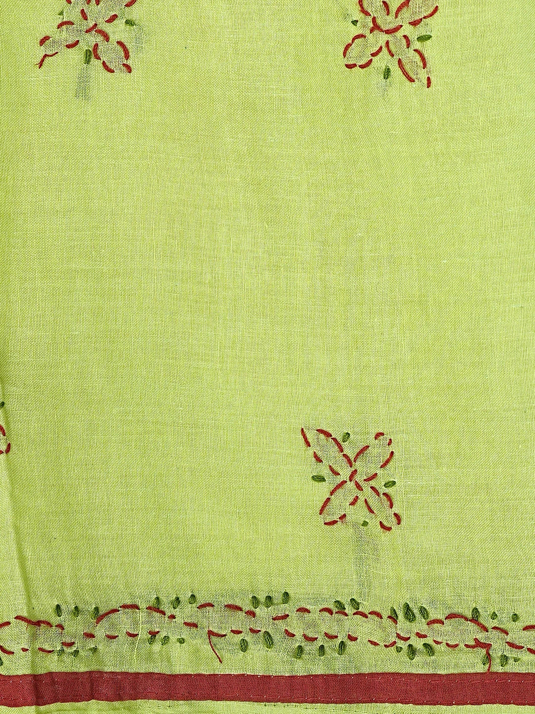 Ada Hand Embroidered Mehendi Green Cotton Lucknowi Chikankari Unstitched Suit Piece 01A878303