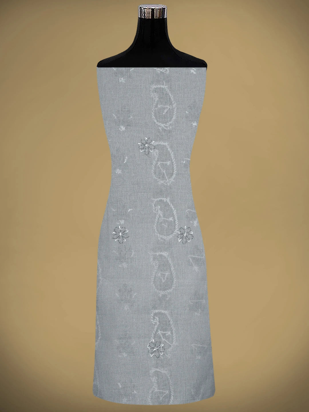 Ada Hand Embroidered Grey Cotton Lucknowi Chikankari Unstitched Suit Piece 01A878300