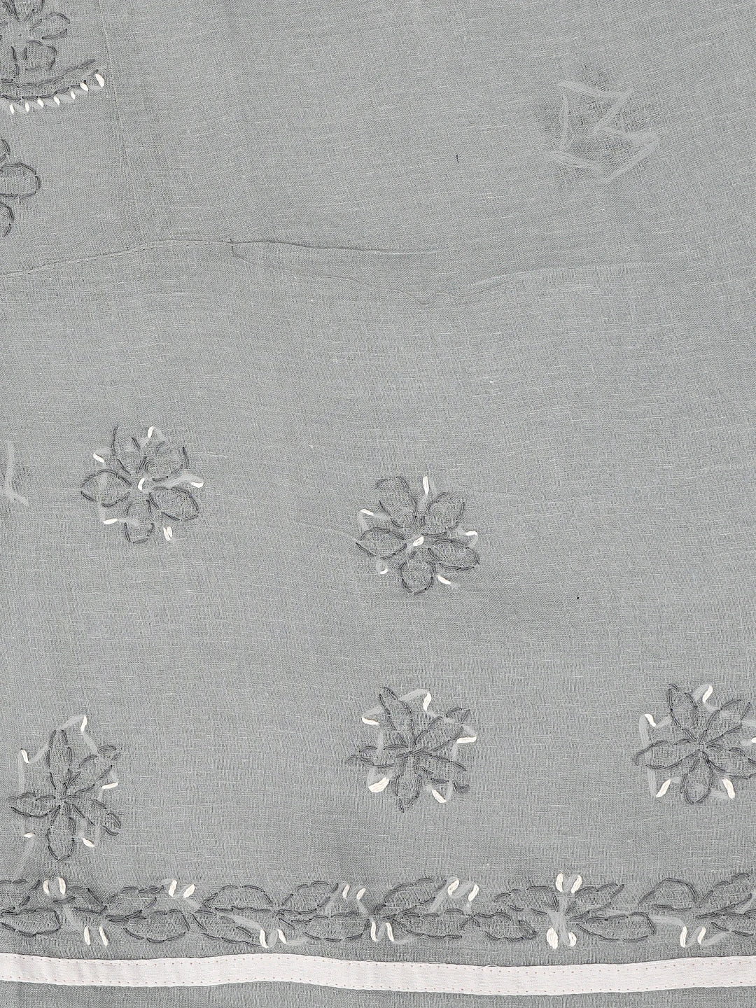 Ada Hand Embroidered Grey Cotton Lucknowi Chikankari Unstitched Suit Piece 01A878300
