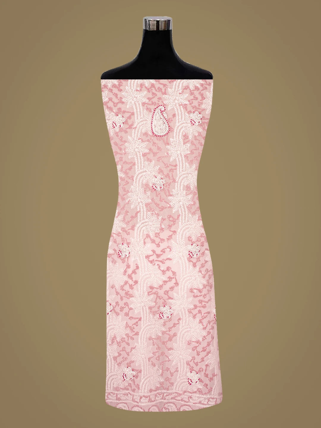 Ada Hand Embroidered Pink Georgette Lucknowi Chikankari Unstitched Suit Piece 01A872098