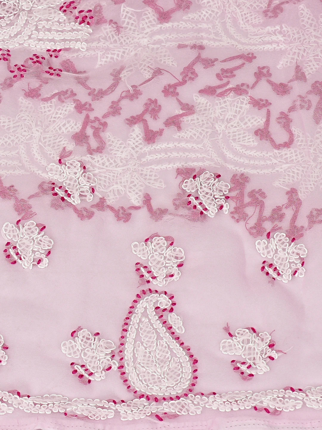 Ada Hand Embroidered Pink Georgette Lucknowi Chikankari Unstitched Suit Piece 01A872098
