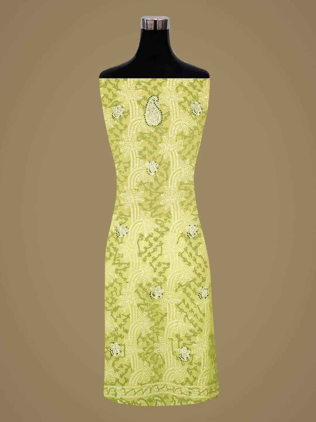 Ada Hand Embroidered Green Georgette Lucknowi Chikankari Unstitched Suit Piece 01A872087