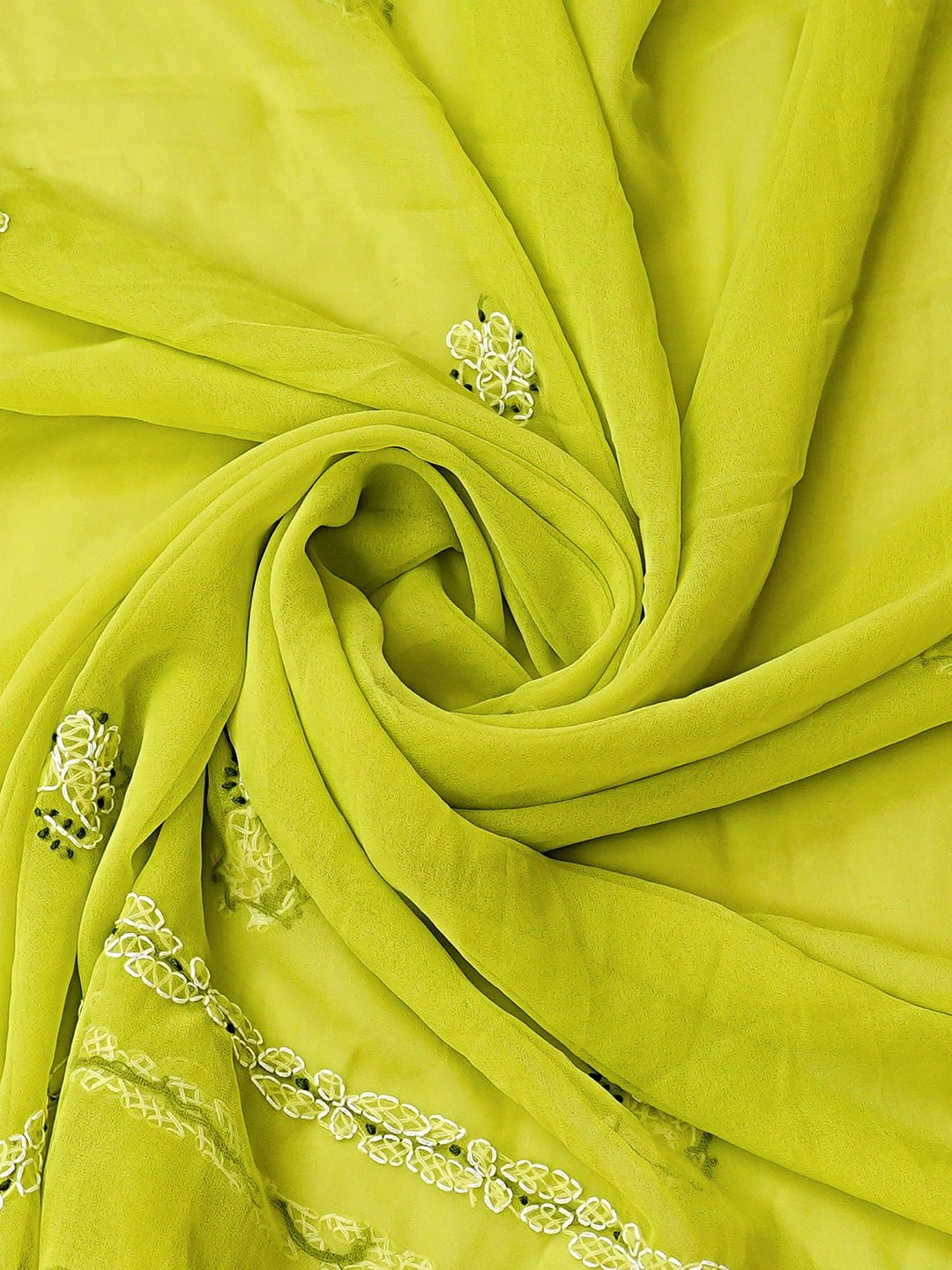 Ada Hand Embroidered Green Georgette Lucknowi Chikankari Unstitched Suit Piece 01A872087