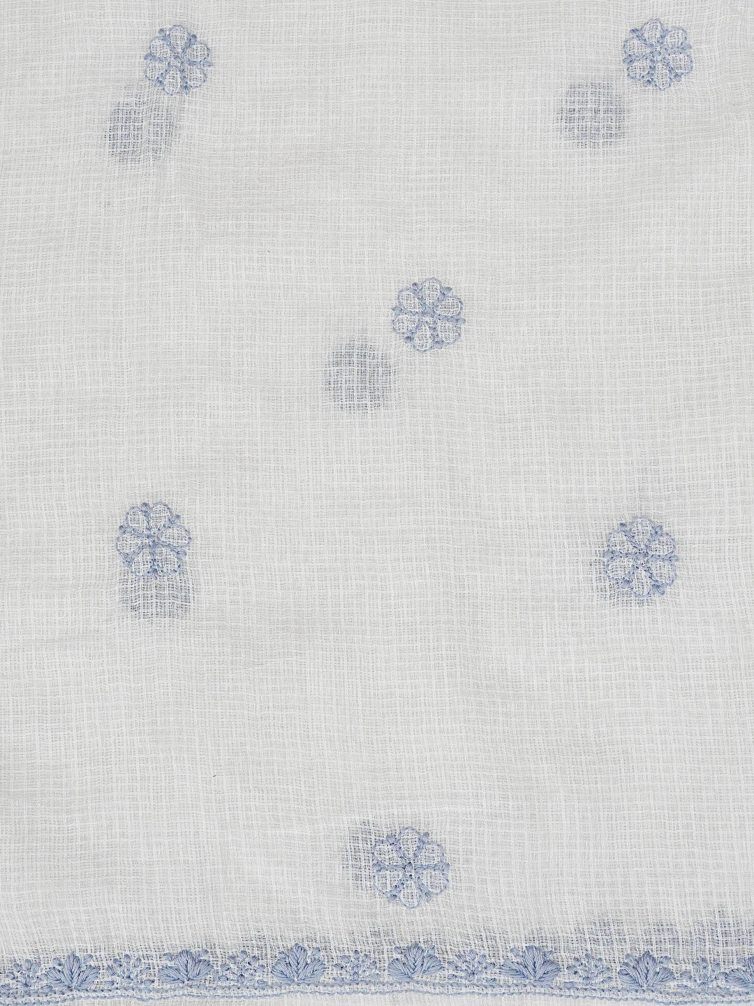 Ada Hand Embroidered White Kota Lucknowi Chikankari Unstitched Kurta Dupatta Set 01A876971