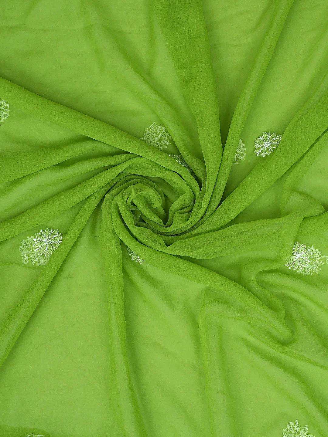 Ada Hand Embroidered Green Georgette Lucknowi Chikankari Unstitched Suit Piece 01A878908