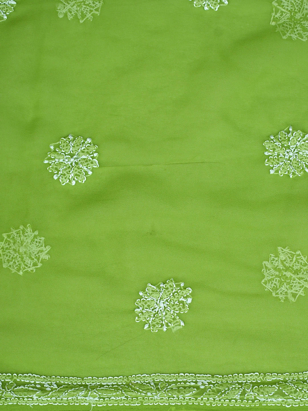 Ada Hand Embroidered Green Georgette Lucknowi Chikankari Unstitched Suit Piece 01A878908