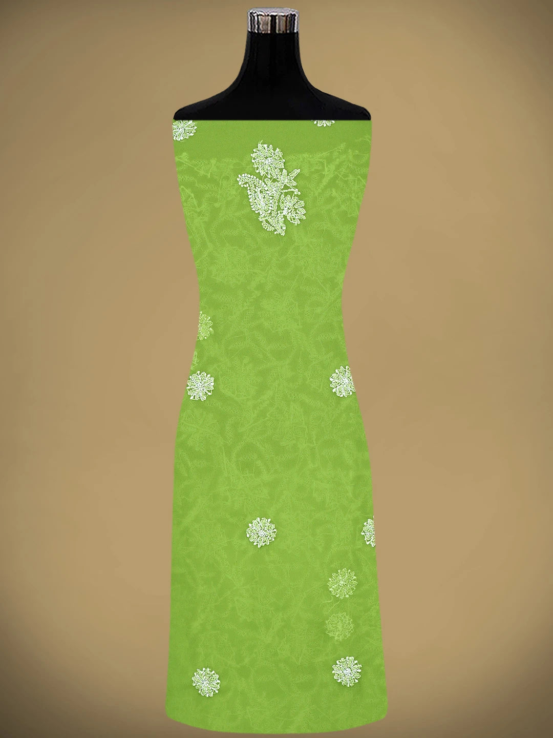 Ada Hand Embroidered Green Georgette Lucknowi Chikankari Unstitched Suit Piece 01A878908