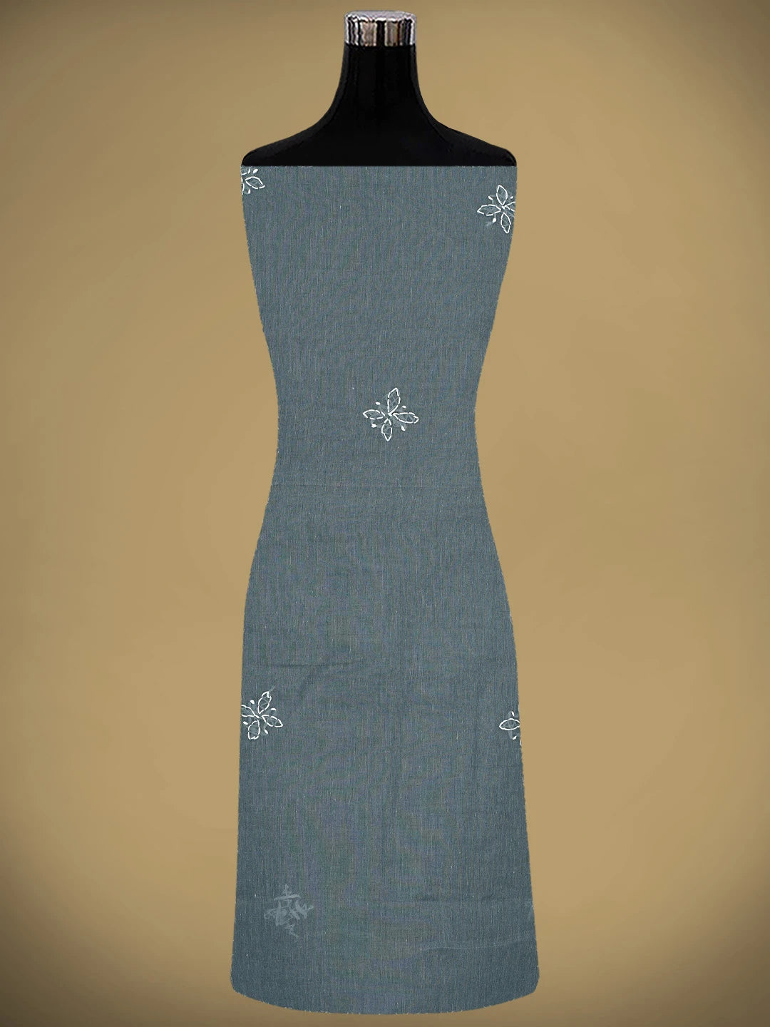 Ada Hand Embroidered Dark Slate Grey Cotton Lucknowi Chikankari Unstitched Suit Piece 01A882268