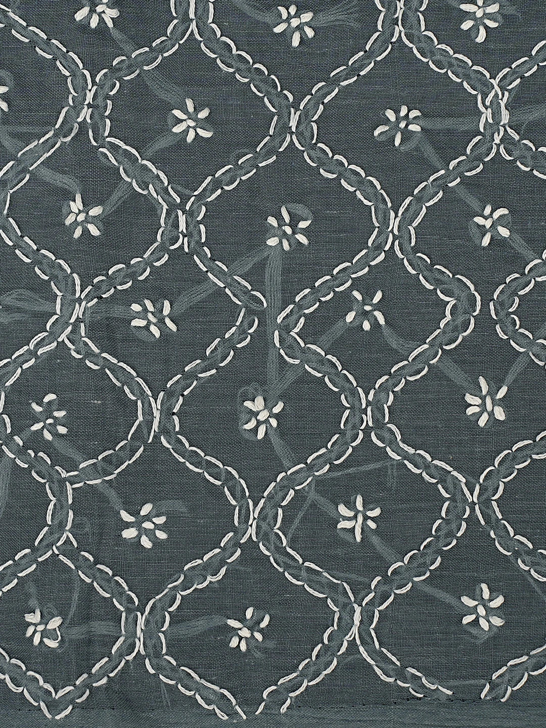 Ada Hand Embroidered Dark Slate Grey Cotton Lucknowi Chikankari Unstitched Suit Piece 01A882268