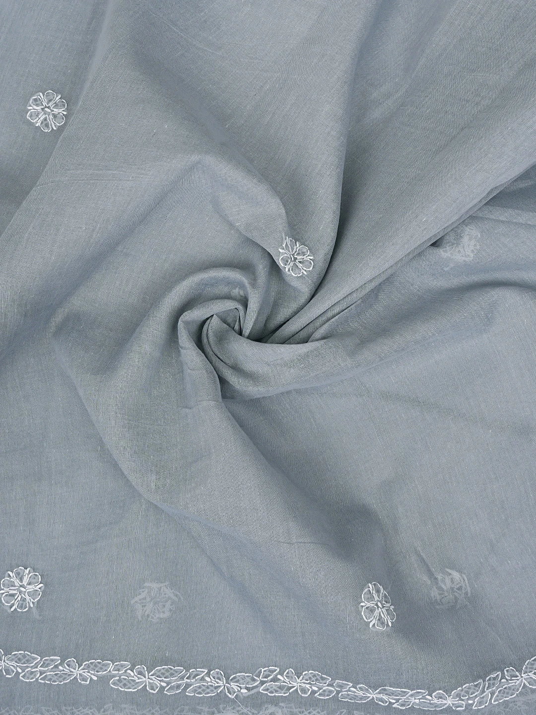 Ada Hand Embroidered Grey Cotton Lucknowi Chikankari Unstitched Suit Piece 01A882273