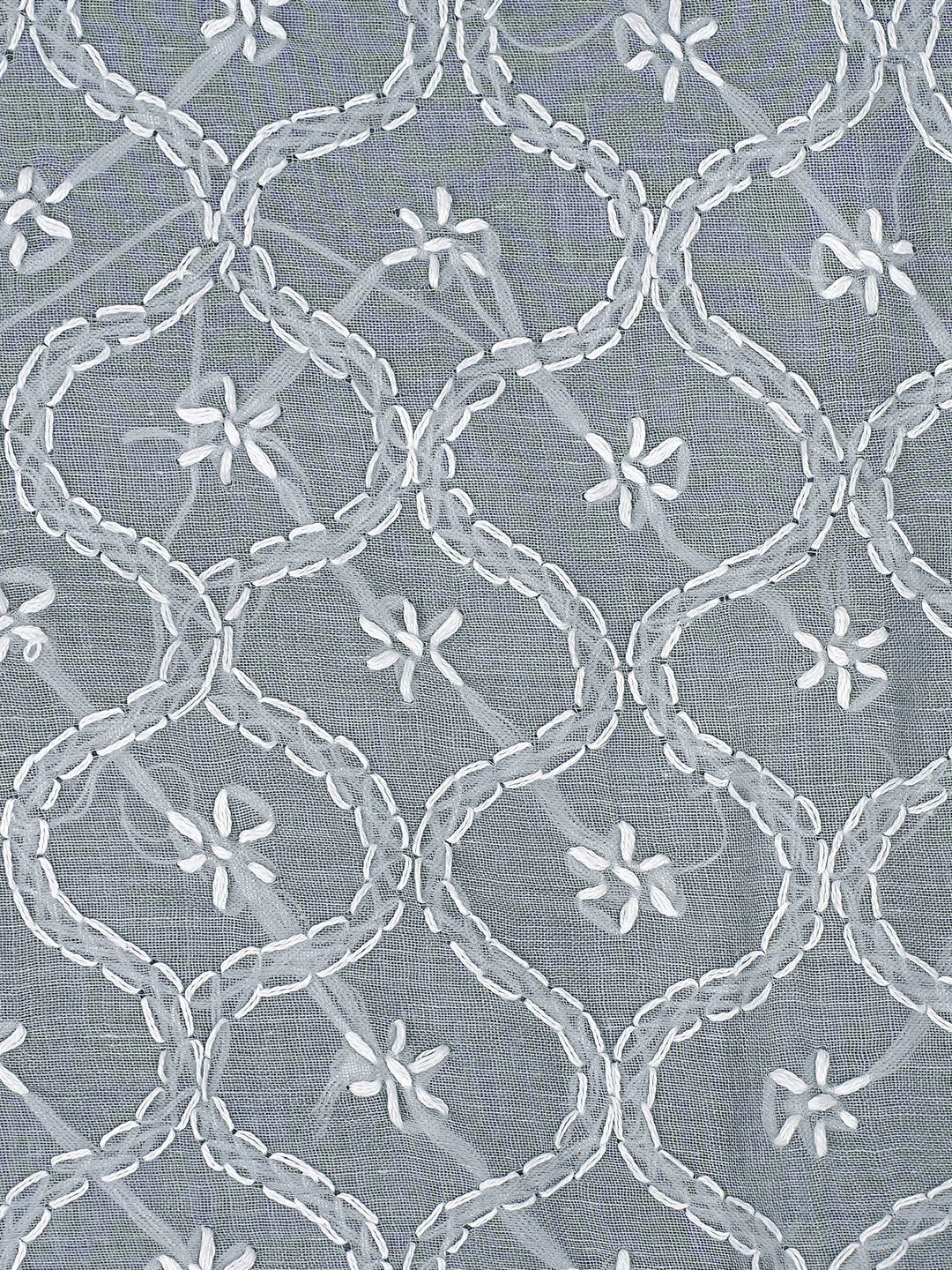 Ada Hand Embroidered Grey Cotton Lucknowi Chikankari Unstitched Suit Piece 01A882273