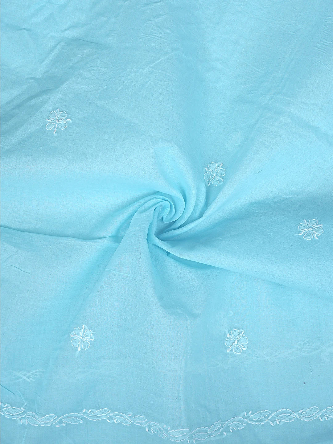 Ada Hand Embroidered Blue Cotton Lucknowi Chikankari Unstitched Suit Piece 01A882353