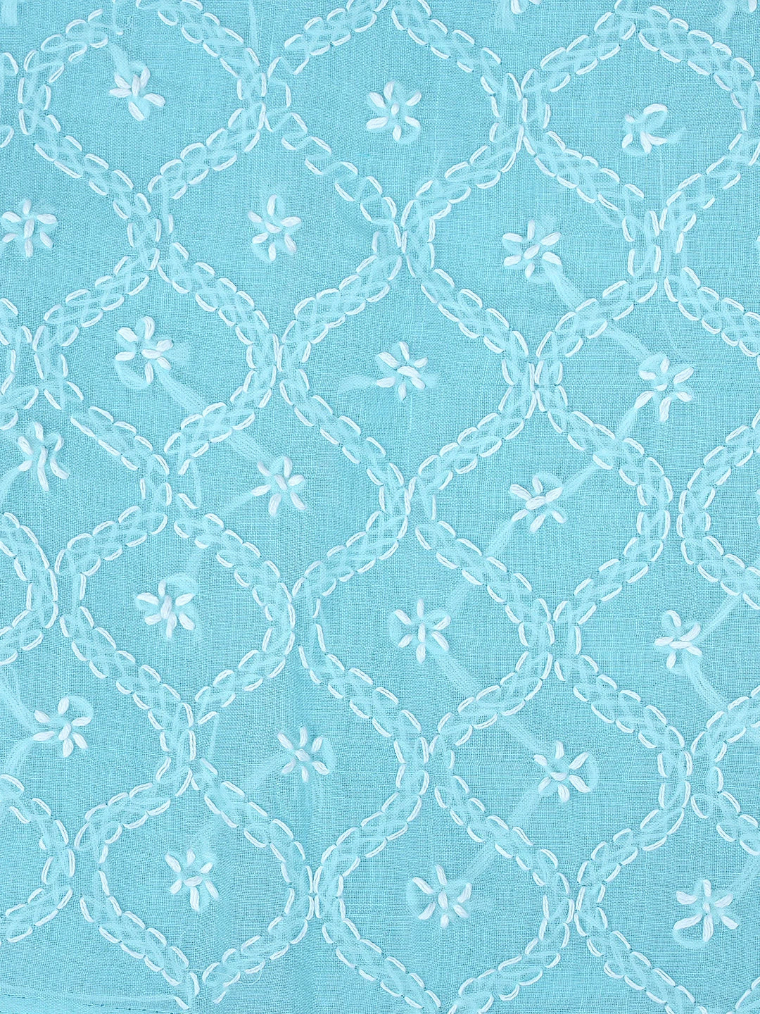 Ada Hand Embroidered Blue Cotton Lucknowi Chikankari Unstitched Suit Piece 01A882353