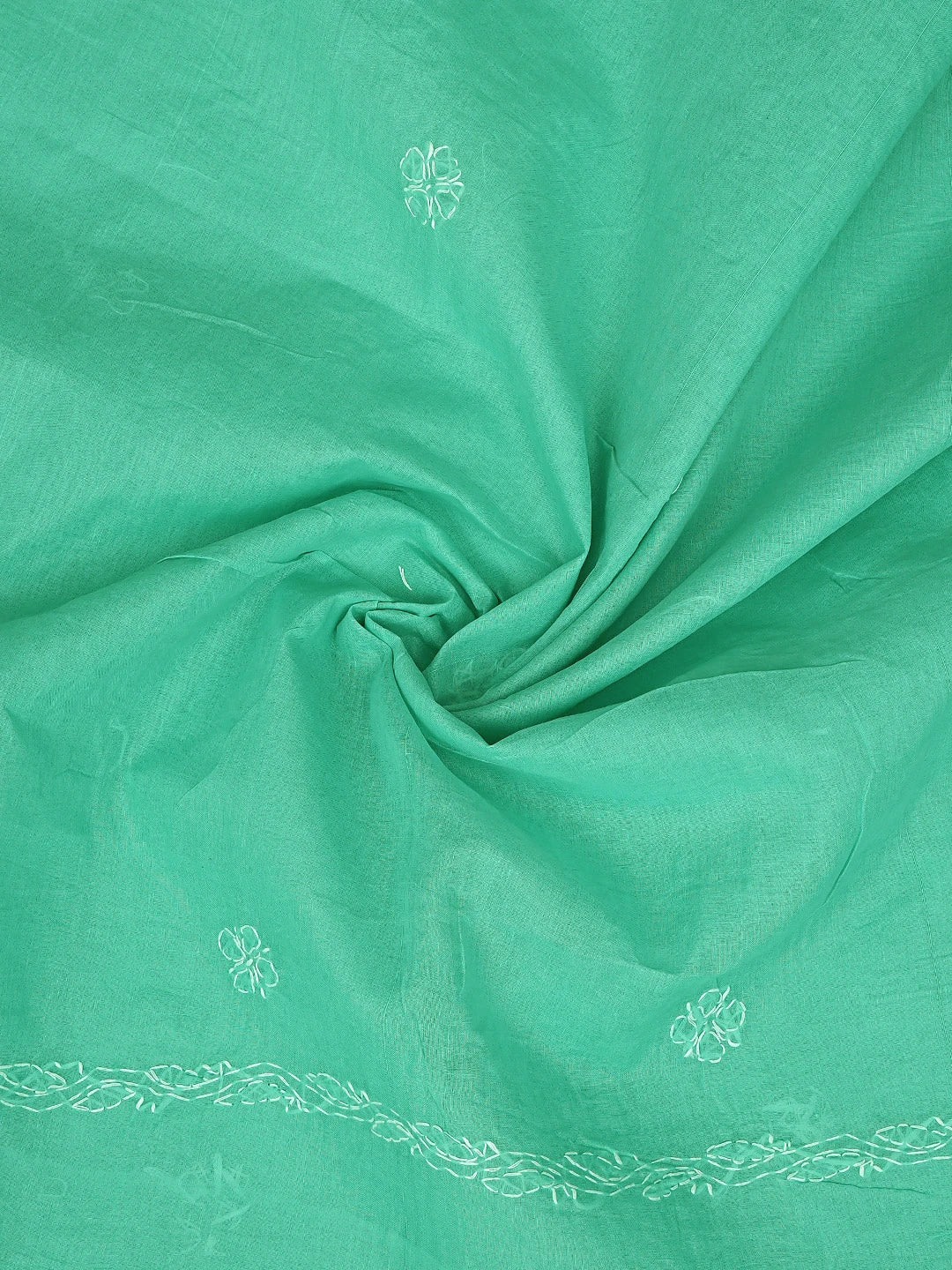Ada Hand Embroidered Sea Green Cotton Lucknowi Chikankari Unstitched Suit Piece 01A882338