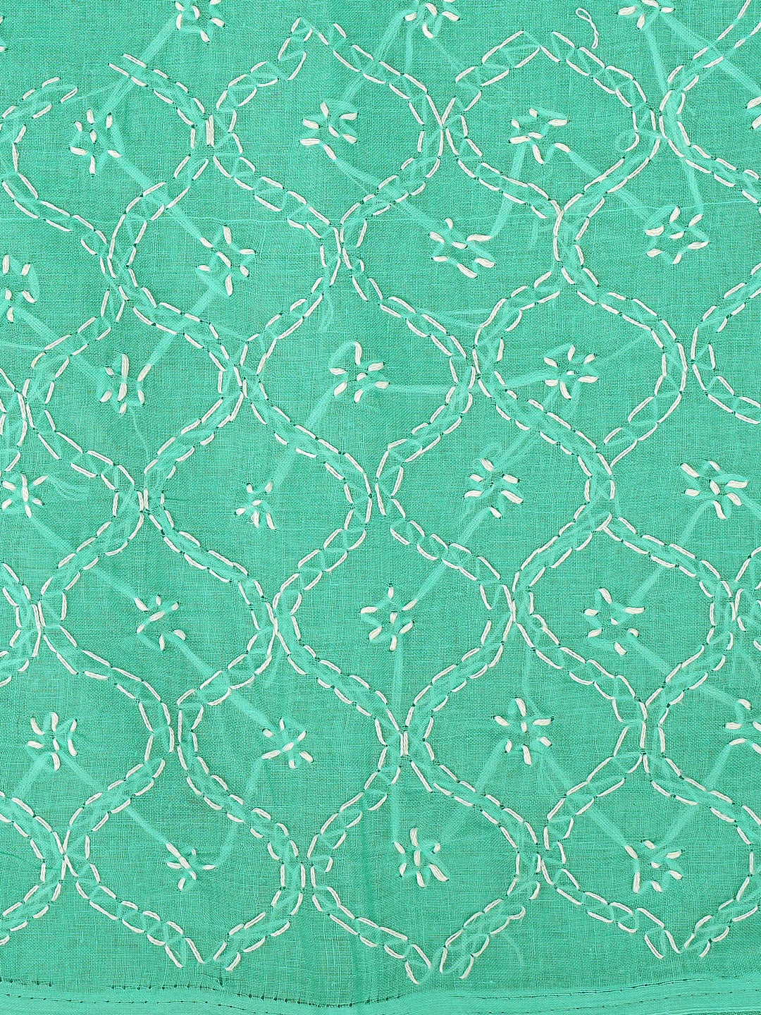 Ada Hand Embroidered Sea Green Cotton Lucknowi Chikankari Unstitched Suit Piece 01A882338