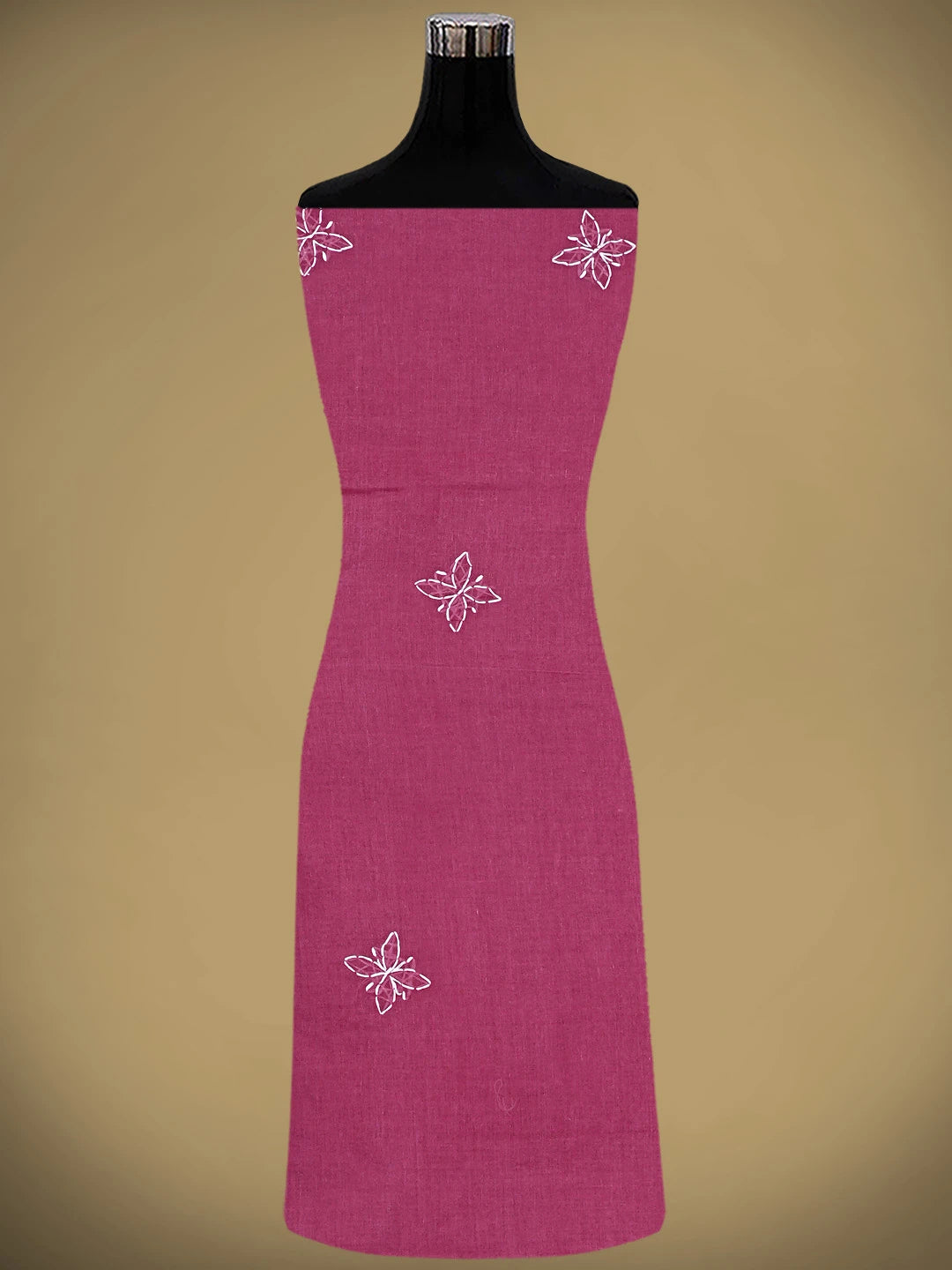 Ada Hand Embroidered Magenta Cotton Lucknowi Chikankari Unstitched Suit Piece 01A882341