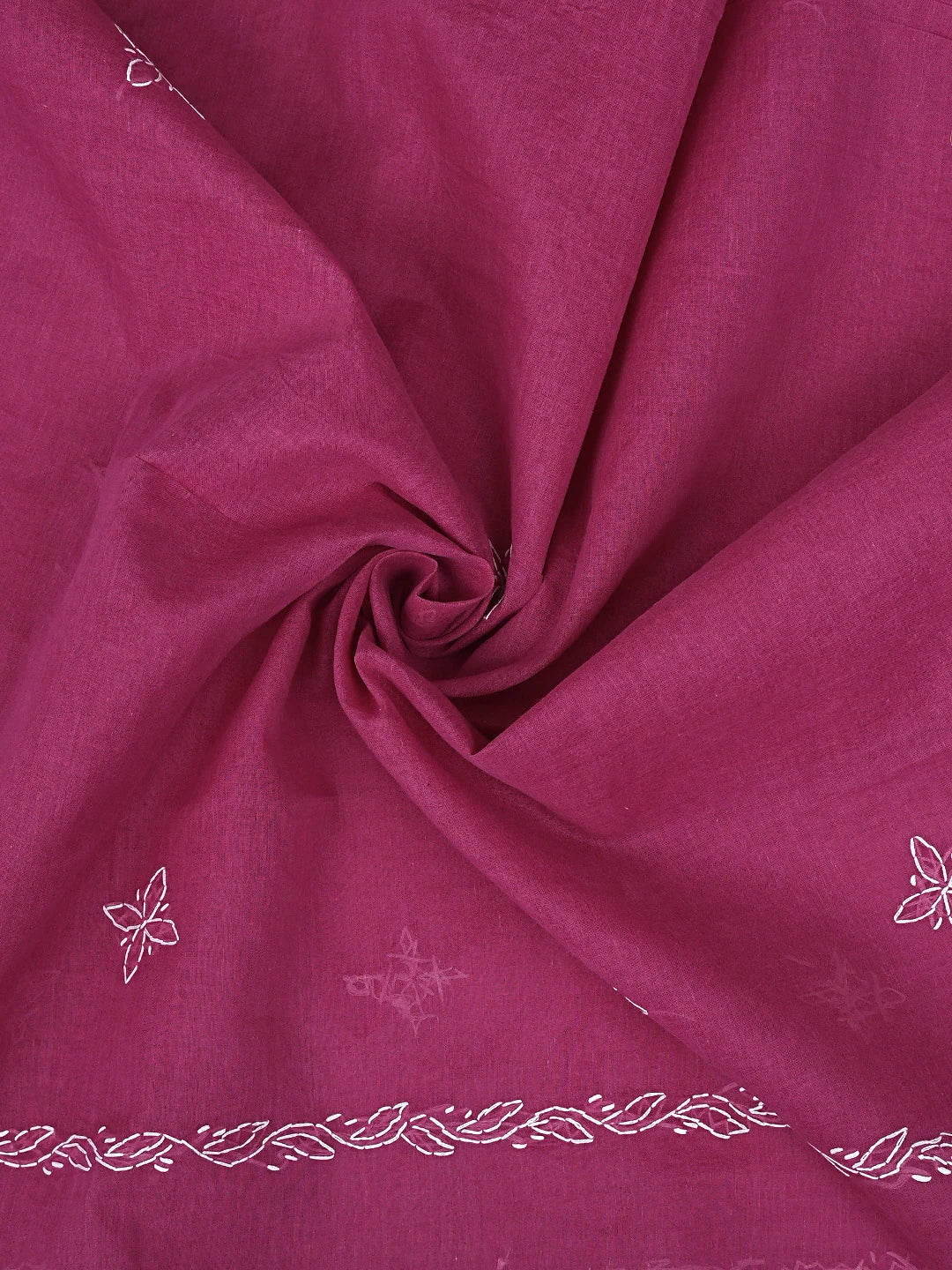 Ada Hand Embroidered Magenta Cotton Lucknowi Chikankari Unstitched Suit Piece 01A882341