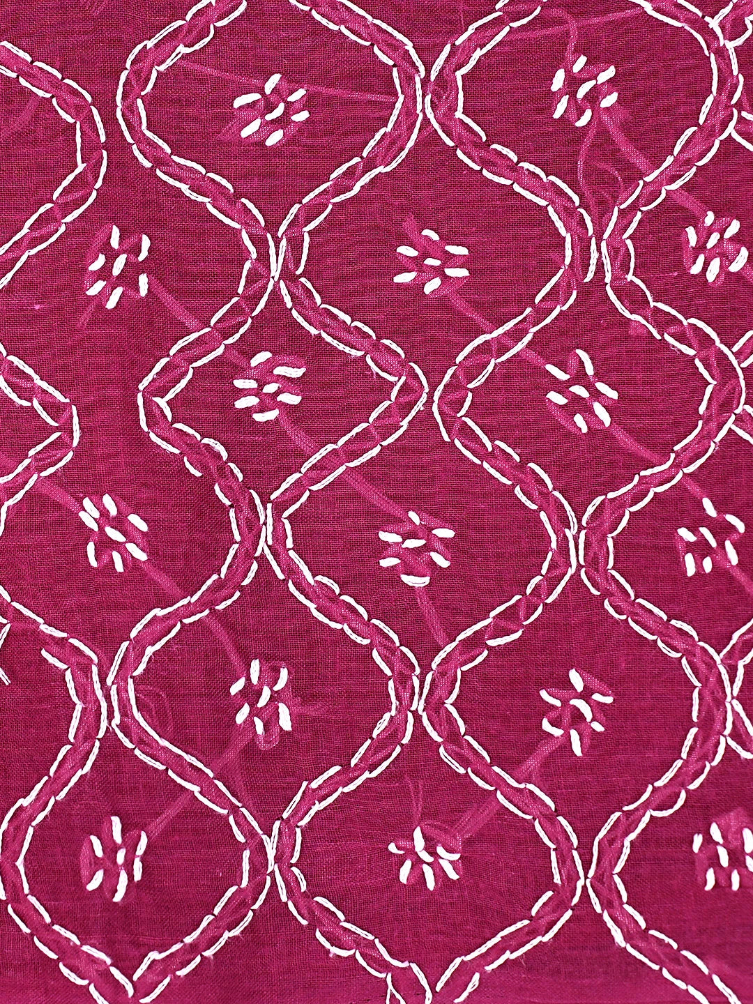 Ada Hand Embroidered Magenta Cotton Lucknowi Chikankari Unstitched Suit Piece 01A882341