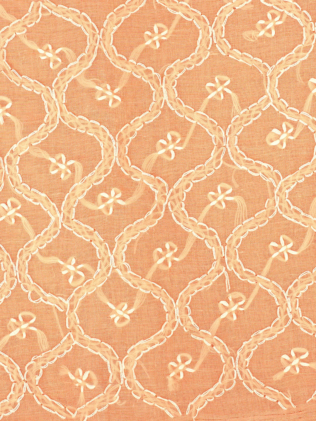 Ada Hand Embroidered Peach Cotton Lucknowi Chikankari Unstitched Suit Piece 01A882342
