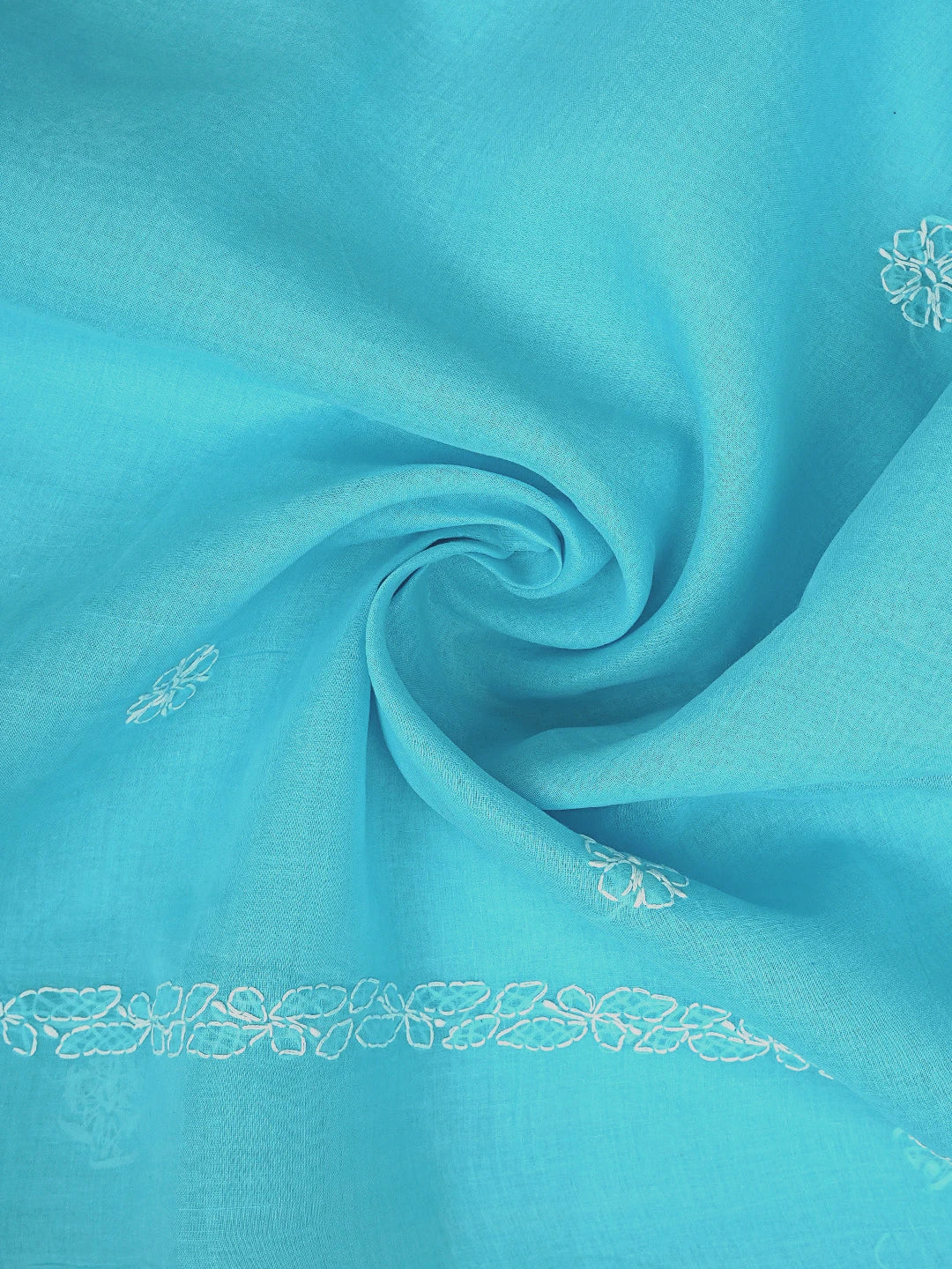 Ada Hand Embroidered Blue Cotton Lucknowi Chikankari Unstitched Suit Piece 01A882355