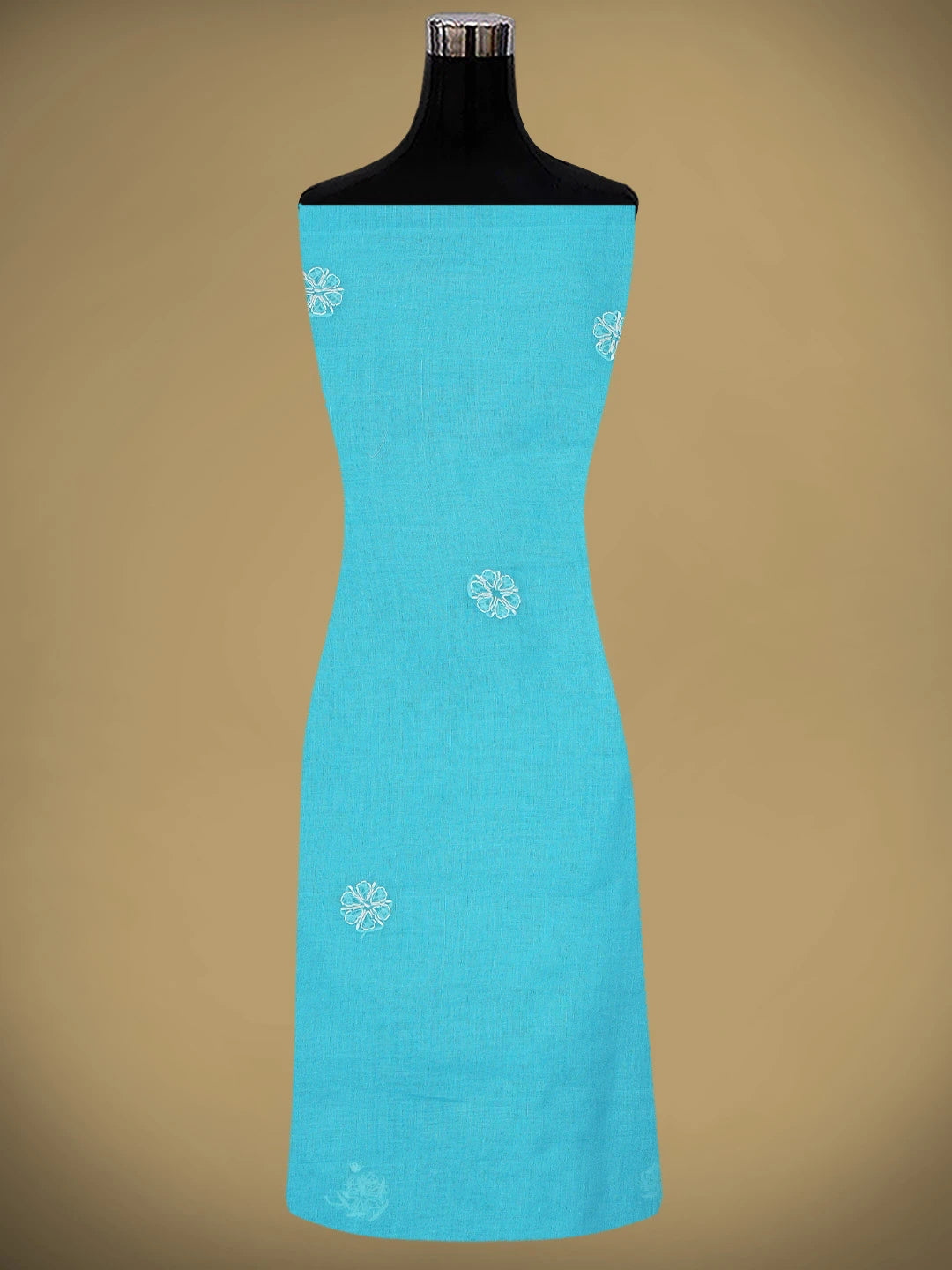 Ada Hand Embroidered Blue Cotton Lucknowi Chikankari Unstitched Suit Piece 01A882355