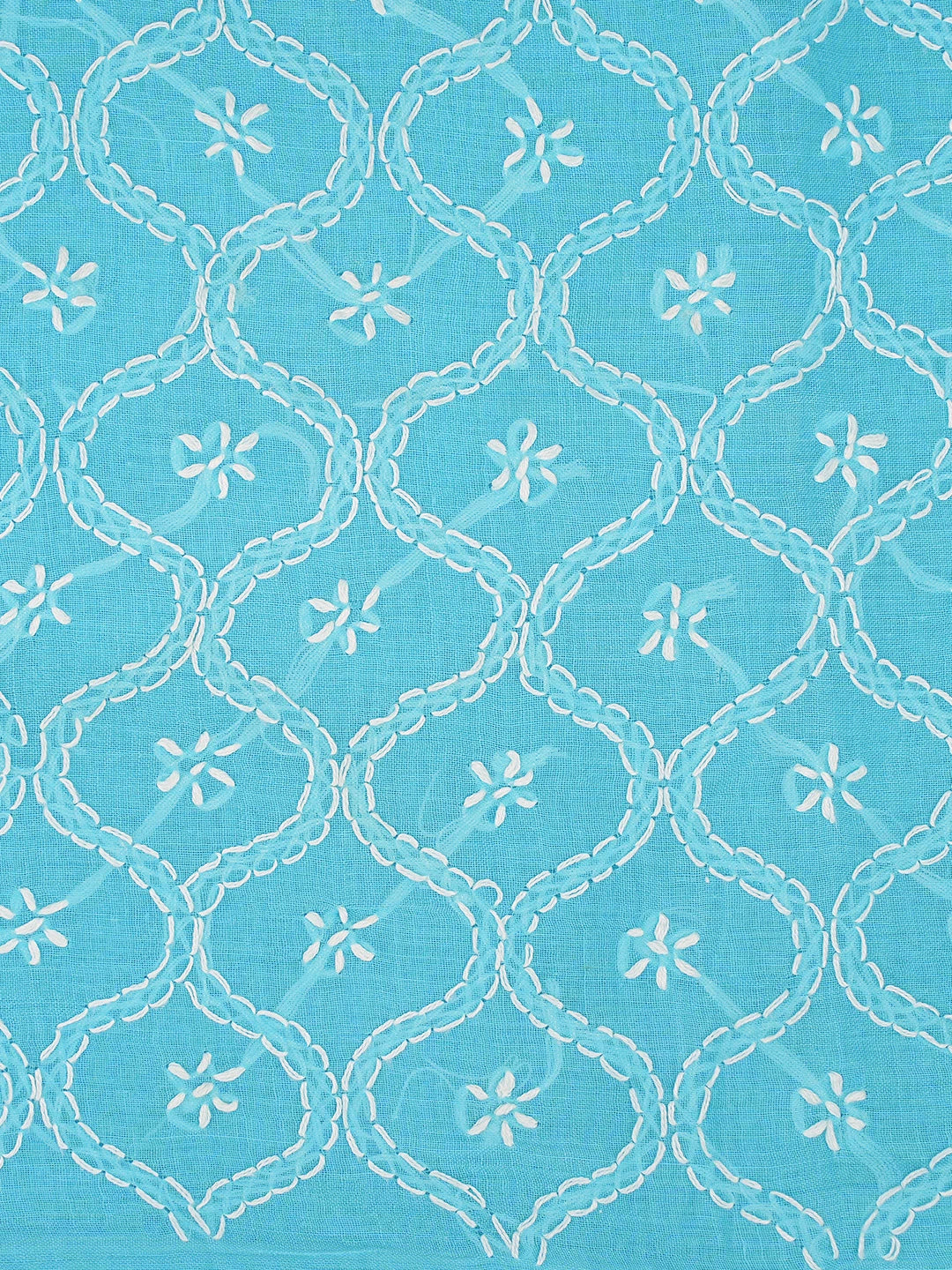Ada Hand Embroidered Blue Cotton Lucknowi Chikankari Unstitched Suit Piece 01A882355