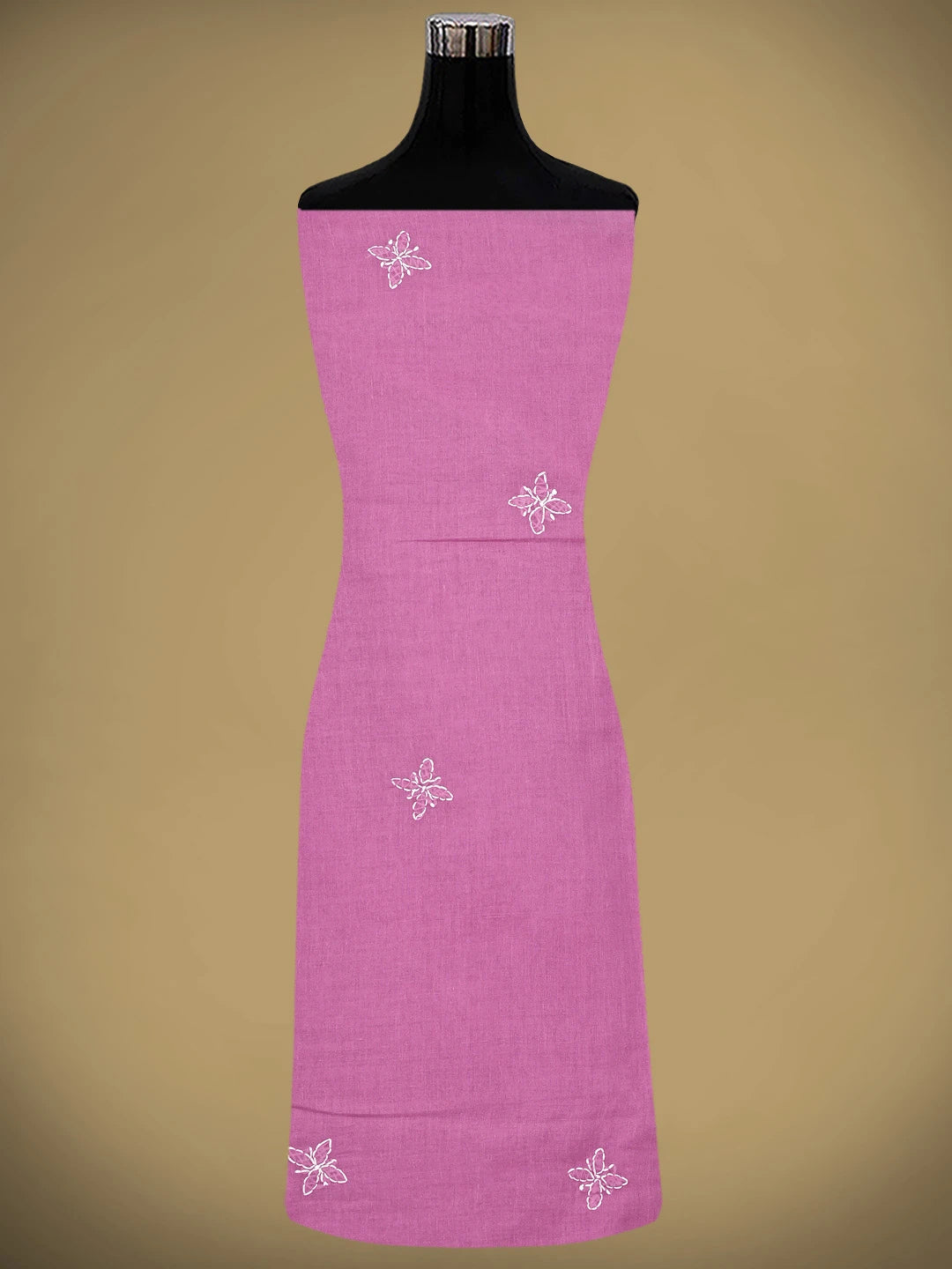 Ada Hand Embroidered Dark Pink Cotton Lucknowi Chikankari Unstitched Suit Piece 01A882340
