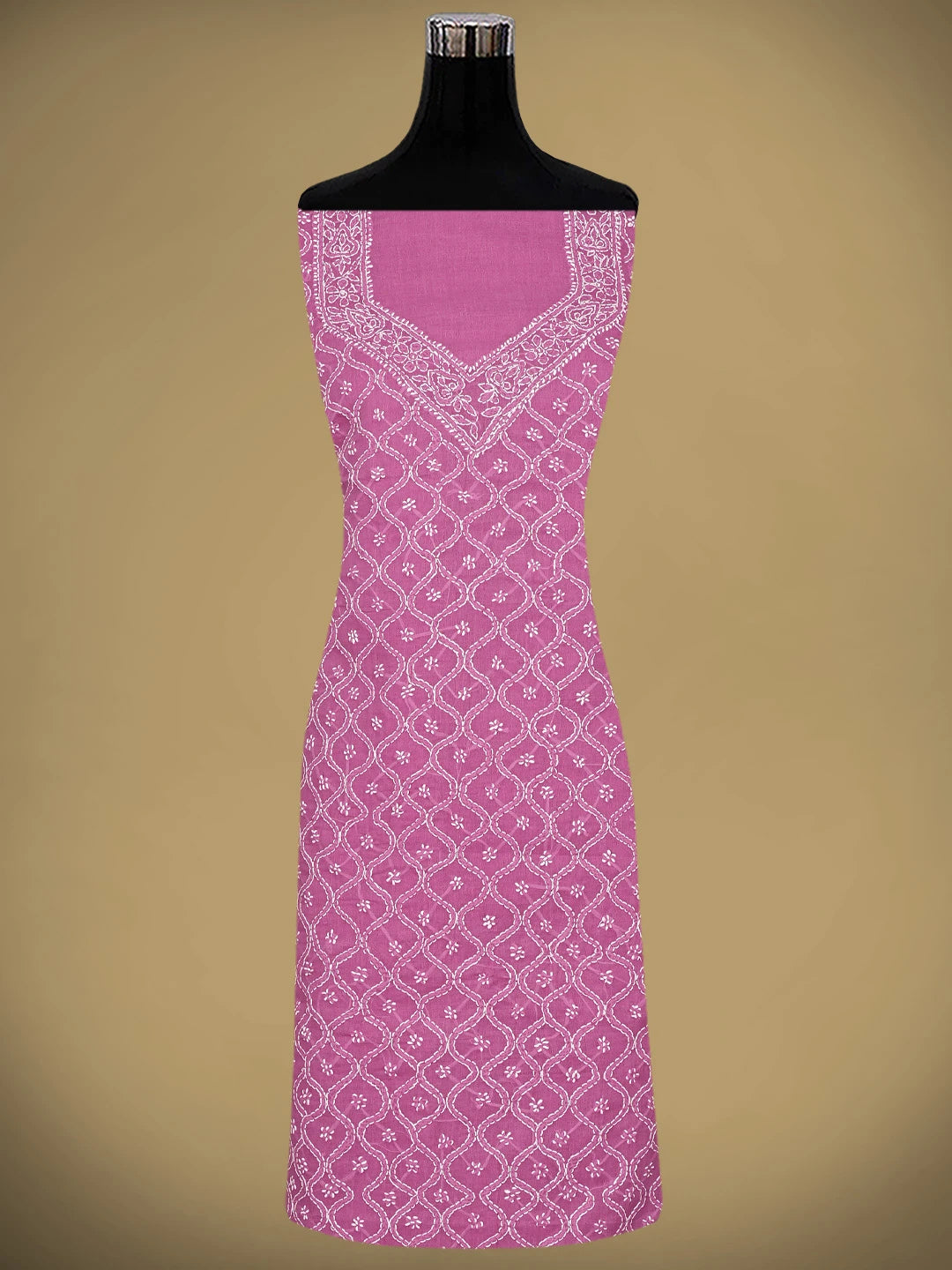 Ada Hand Embroidered Dark Pink Cotton Lucknowi Chikankari Unstitched Suit Piece 01A882340