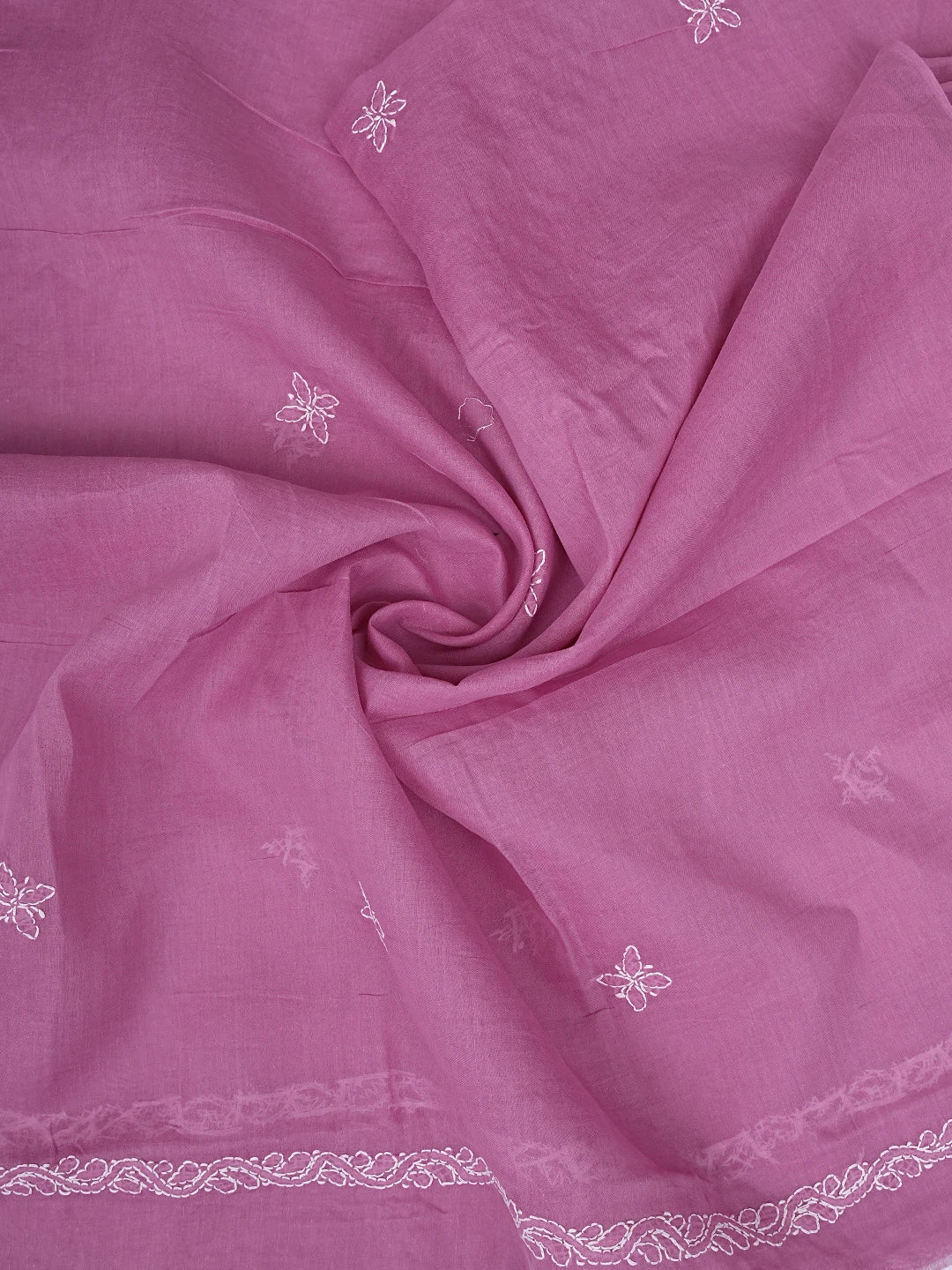 Ada Hand Embroidered Dark Pink Cotton Lucknowi Chikankari Unstitched Suit Piece 01A882340