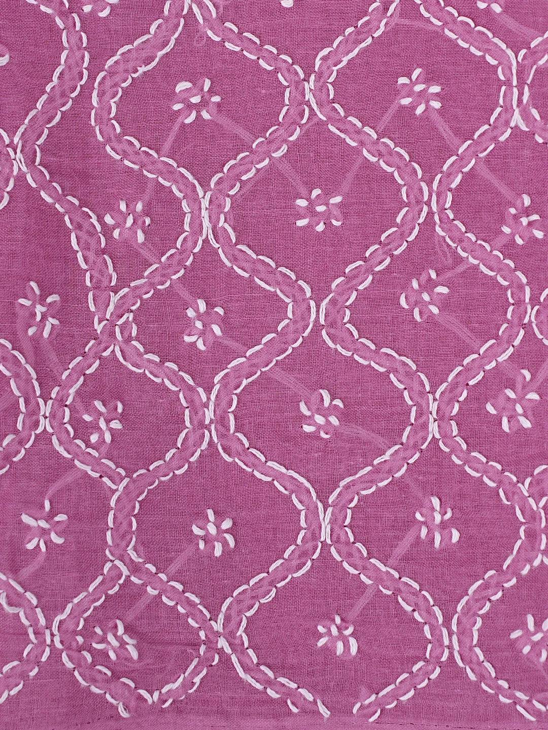 Ada Hand Embroidered Dark Pink Cotton Lucknowi Chikankari Unstitched Suit Piece 01A882340