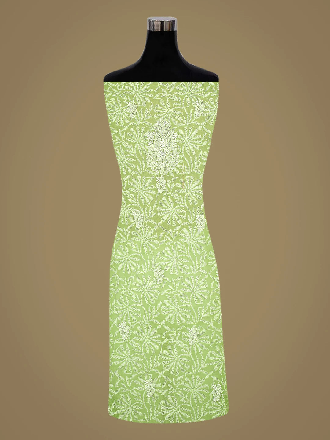 Ada Hand Embroidered Green Georgette Lucknowi Chikankari Unstitched Kurta Piece 01A715939