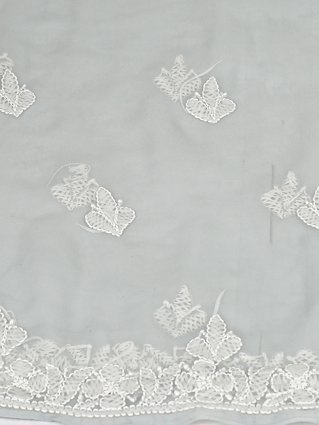 Ada Hand Embroidered Grey Georgette Lucknowi Chikankari Unstitched Kurta Piece 01A785088