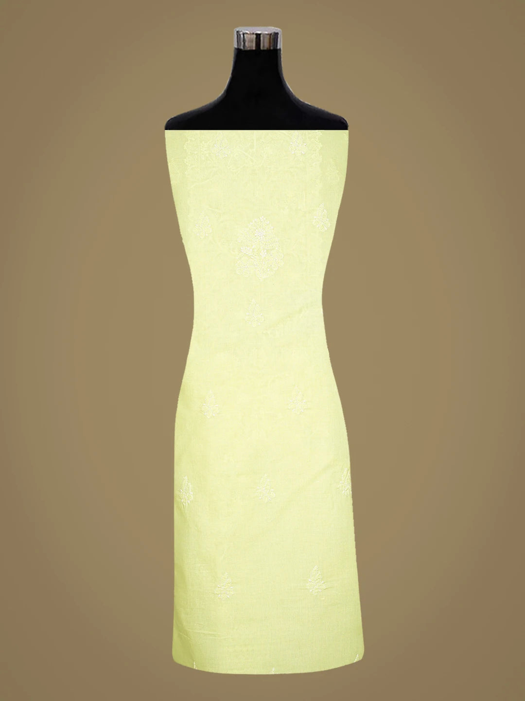 Ada Hand Embroidered Lemon Cotton Lucknowi Chikankari Unstitched Kurta Piece 01A759443