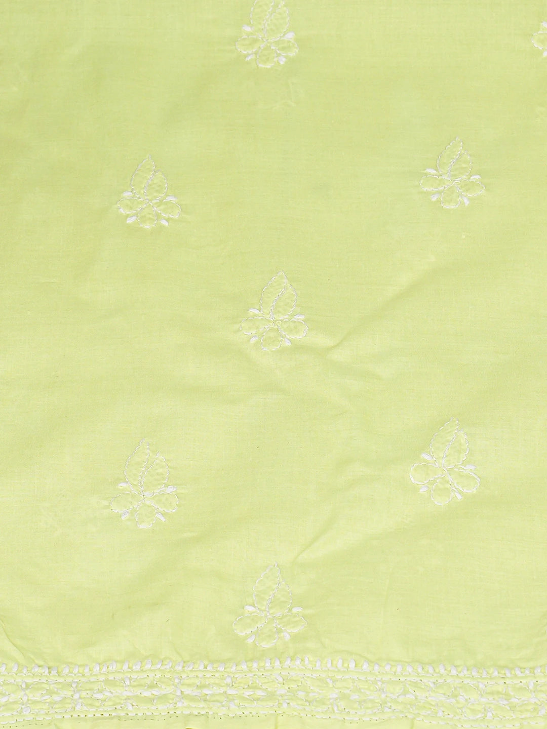 Ada Hand Embroidered Lemon Cotton Lucknowi Chikankari Unstitched Kurta Piece 01A759443