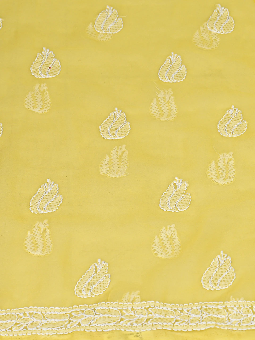 Ada Hand Embroidered Yellow Georgette Lucknowi Chikankari Unstitched Kurta Piece 01A678660
