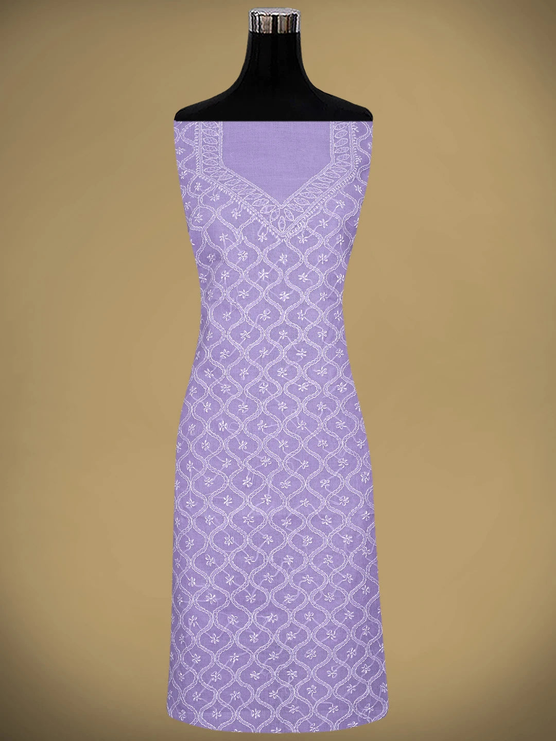 Ada Hand Embroidered Lavender Cotton Lucknowi Chikankari Unstitched Suit Piece 01A882335