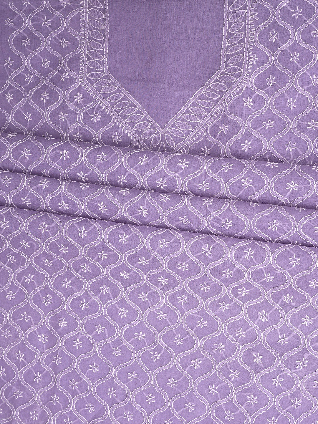 Ada Hand Embroidered Lavender Cotton Lucknowi Chikankari Unstitched Suit Piece 01A882335