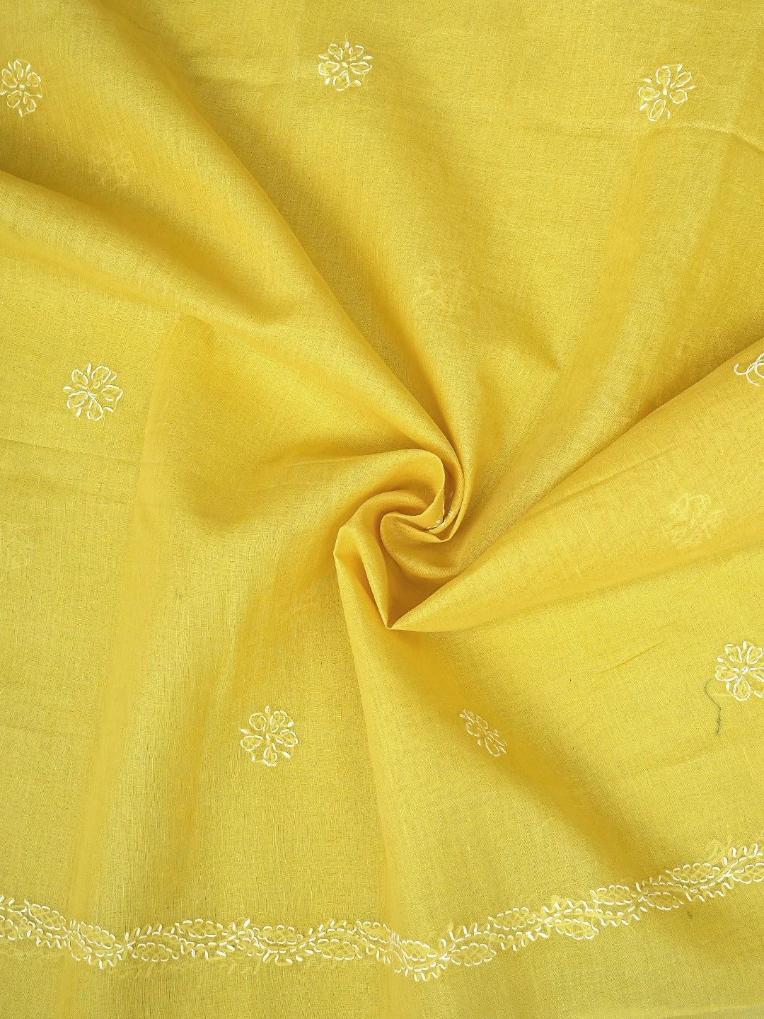 Ada Hand Embroidered Yellow Cotton Lucknowi Chikankari Unstitched Suit Piece 01A853578