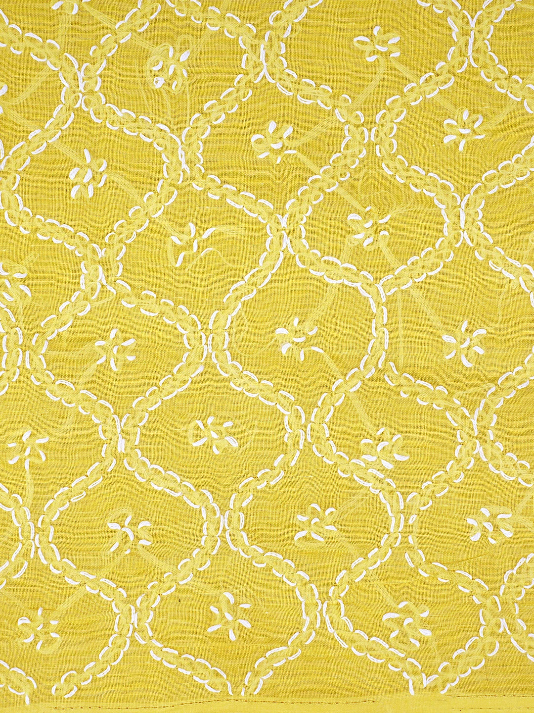 Ada Hand Embroidered Yellow Cotton Lucknowi Chikankari Unstitched Suit Piece 01A853578
