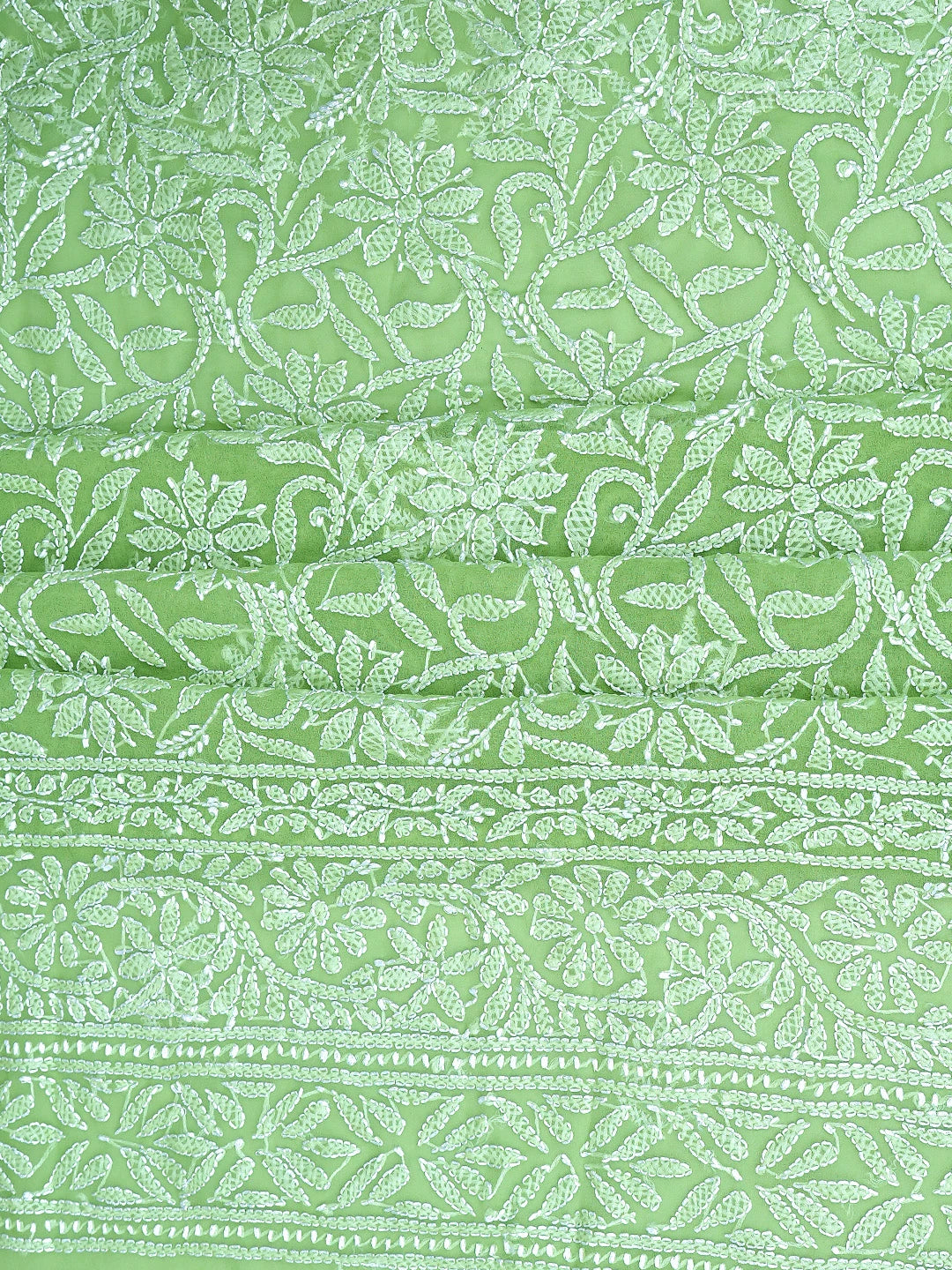 Ada Hand Embroidered Green  Georgette Lucknowi Chikankari Unstitched Suit Piece 01A878893