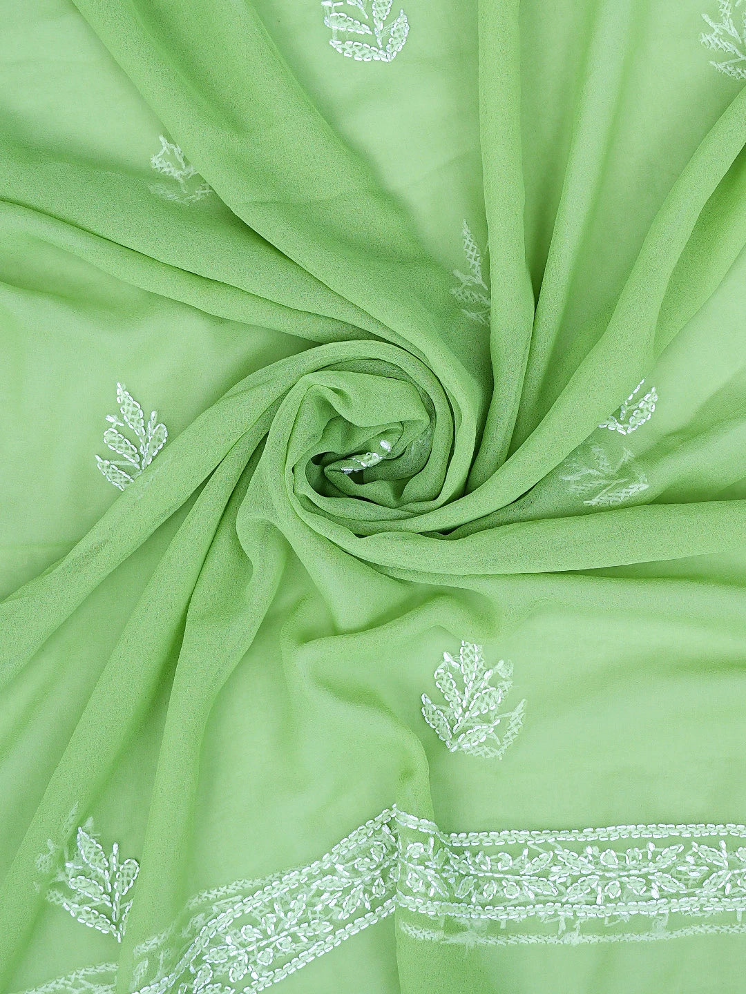 Ada Hand Embroidered Green  Georgette Lucknowi Chikankari Unstitched Suit Piece 01A878893