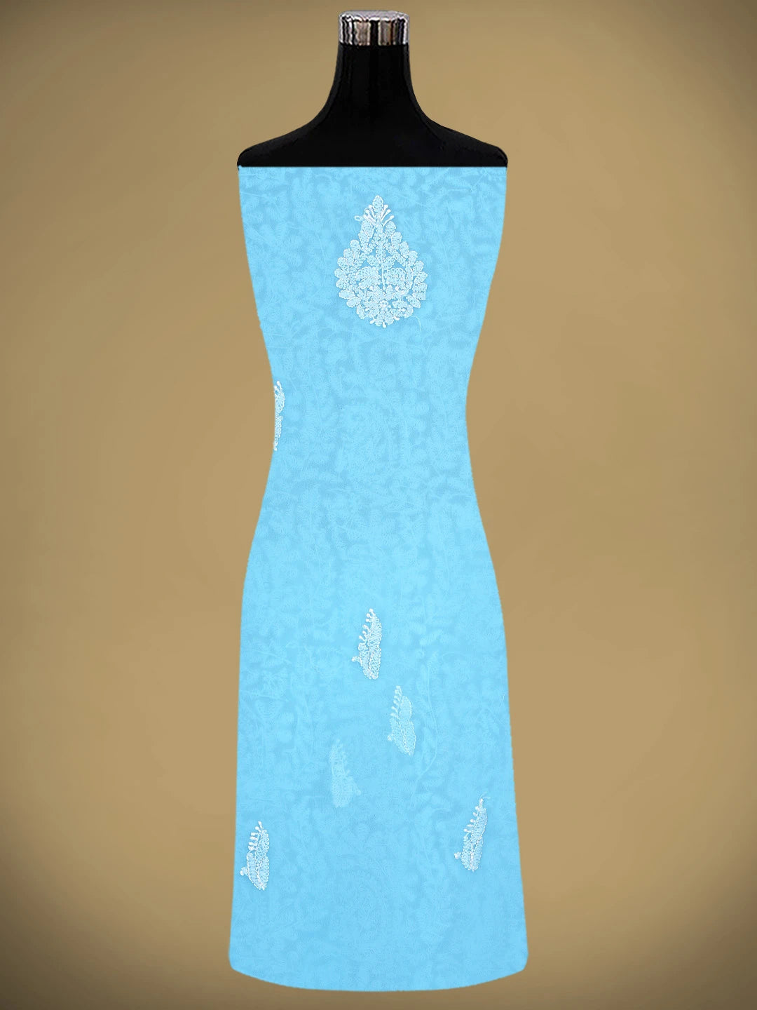 Ada Hand Embroidered Blue Georgette Lucknowi Chikankari Unstitched Suit Piece 01A878894