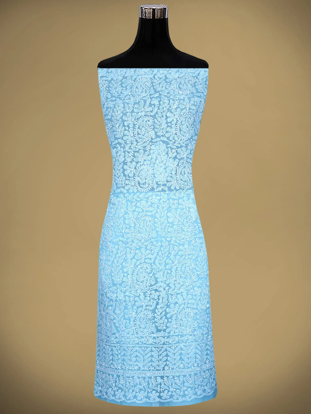 Ada Hand Embroidered Blue Georgette Lucknowi Chikankari Unstitched Suit Piece 01A878894