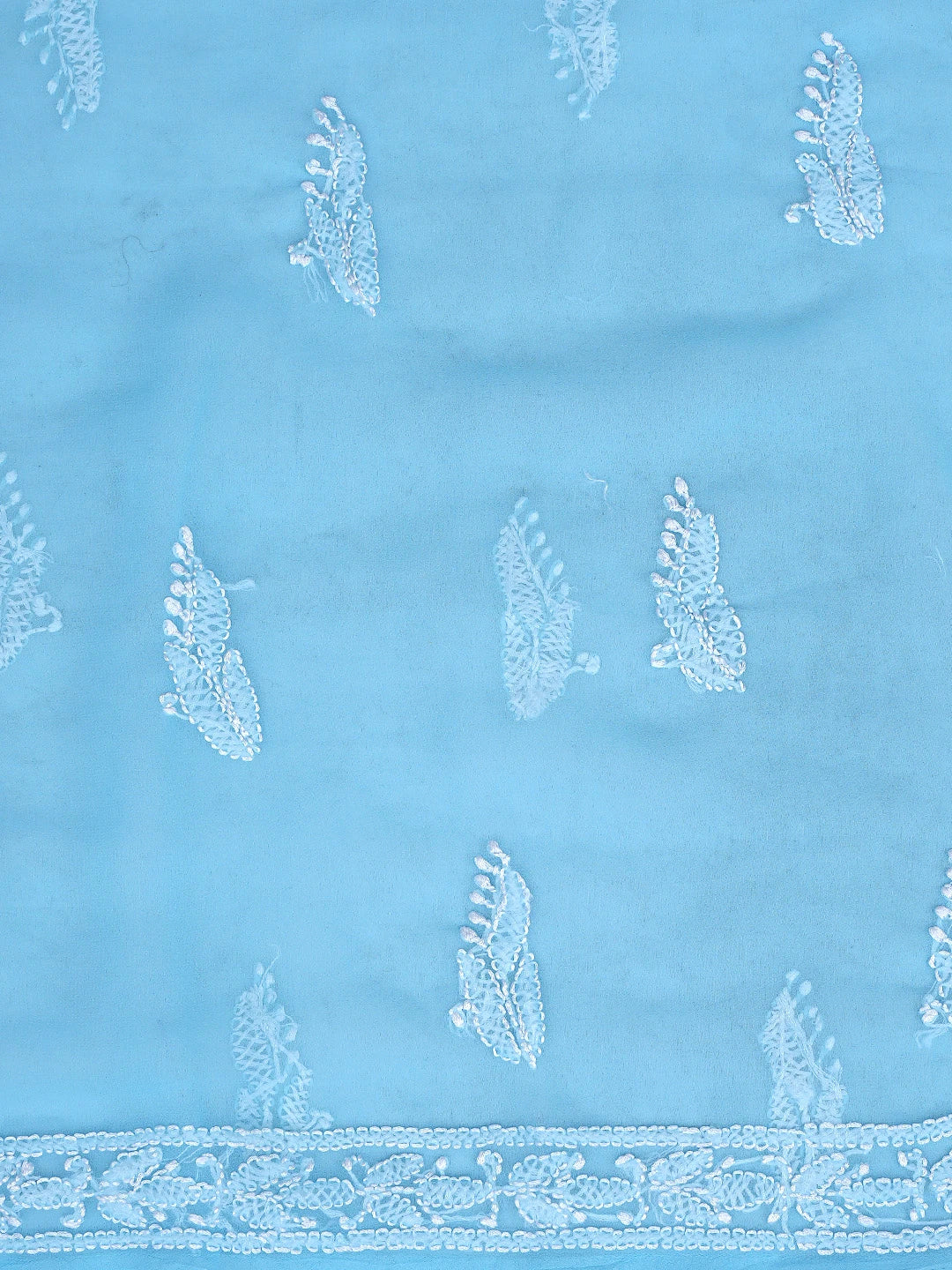 Ada Hand Embroidered Blue Georgette Lucknowi Chikankari Unstitched Suit Piece 01A878894