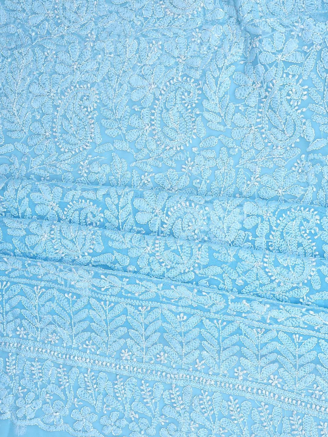 Ada Hand Embroidered Blue Georgette Lucknowi Chikankari Unstitched Suit Piece 01A878894
