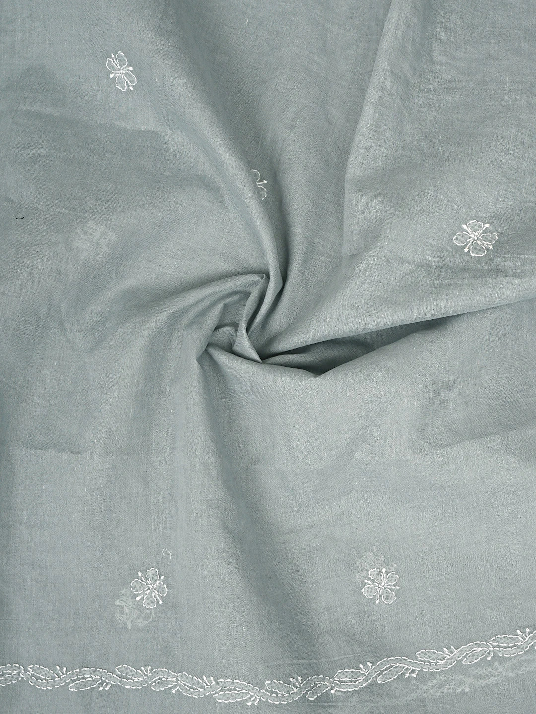Ada Hand Embroidered Grey Cotton Lucknowi Chikankari Unstitched Suit Piece 01A882279