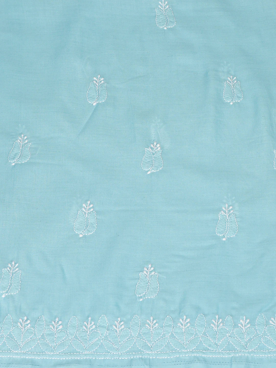 Ada Hand Embroidered Blue Cotton Lucknowi Chikankari Unstitched Kurta Piece 01A772859