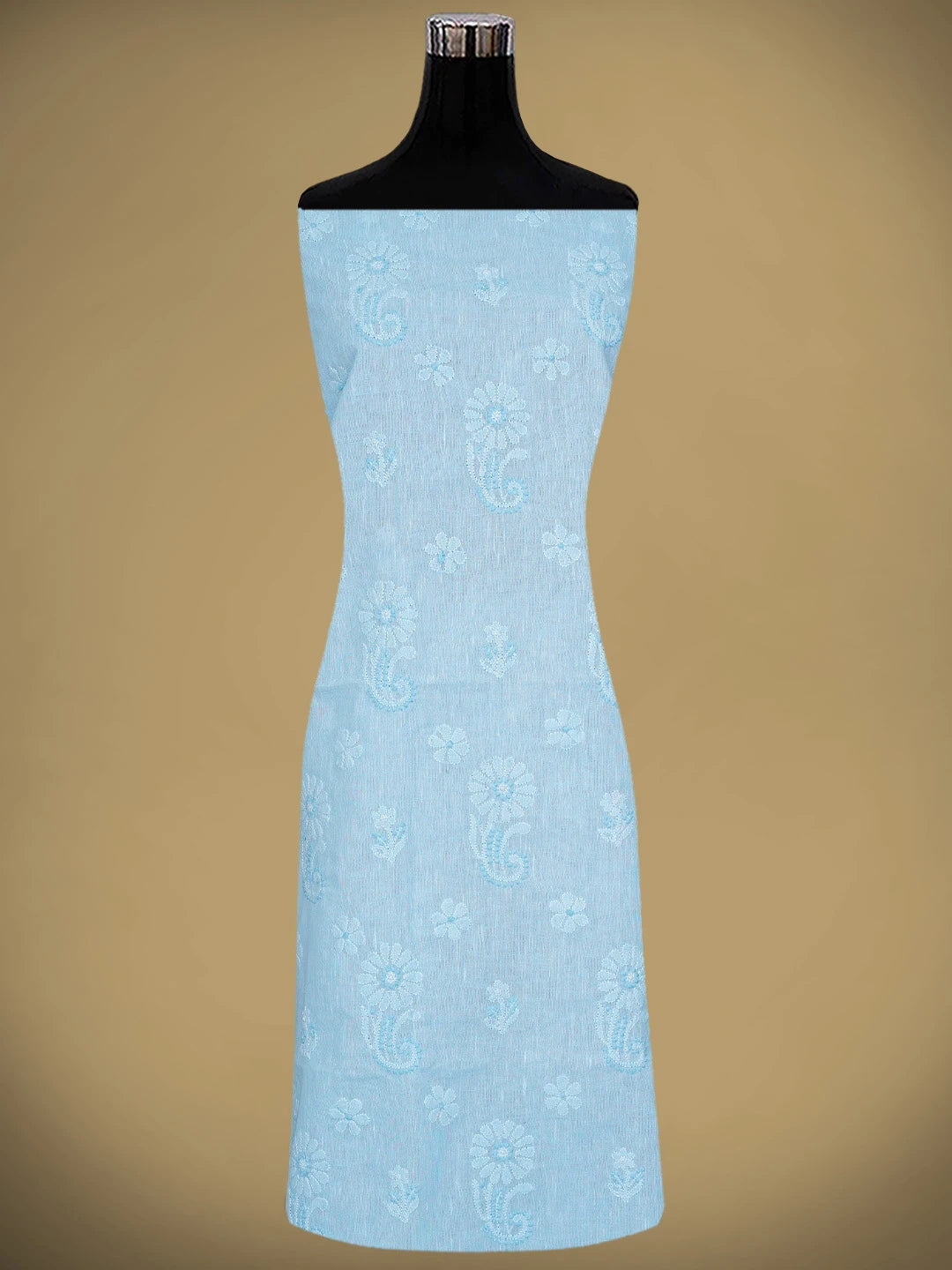Ada Hand Embroidered Sky Blue Linen Lucknowi Chikankari Unstitched Suit Piece 01A885338