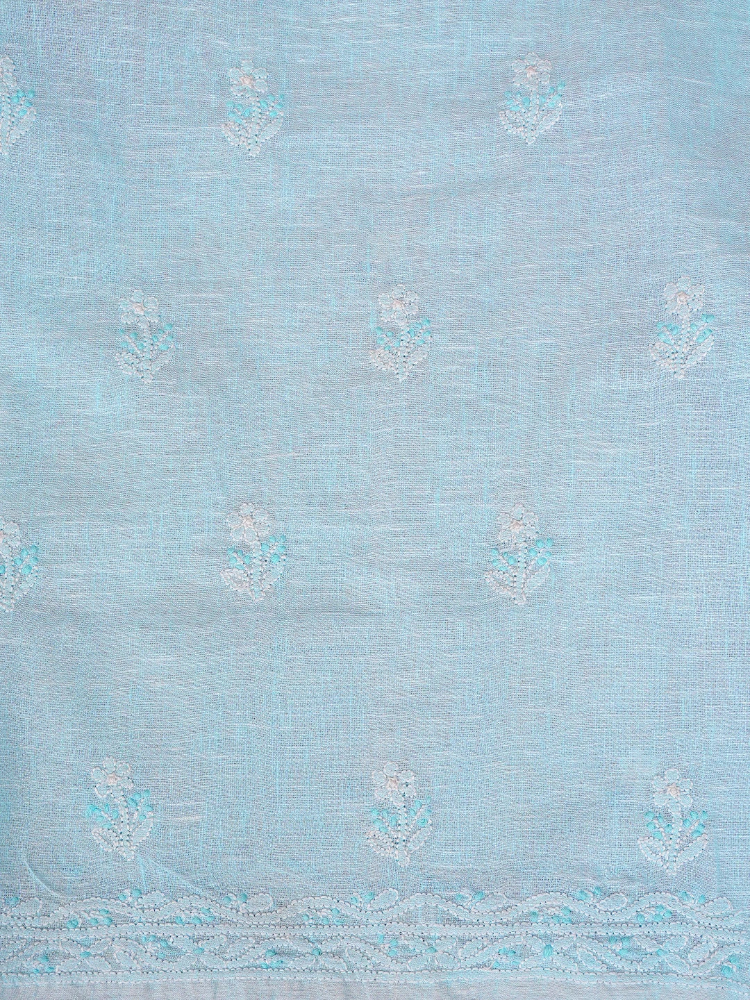 Ada Hand Embroidered Sky Blue Linen Lucknowi Chikankari Unstitched Suit Piece 01A885338